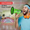 Pyle Compact 20-Watt Megaphone Speaker with Microphone, Siren, Bullhorn - Battery Operated, Foldable Handle, 2 Modes, 1000 Yards Range - Perfect for Cheerleading, Police, Football, and more - Green