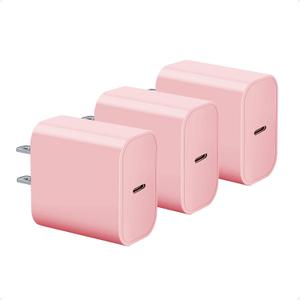 USB-C Charger Block 3-Pack for Apple Watch iPhone 16 15 14 13 12 11, Type-C PD Fast Charging 20w Power Adapter Wall Charging Plug Cube for iPad 2025 2024 2022 2020, Pink