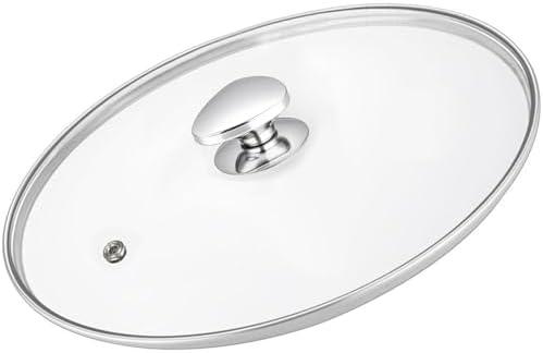 14 inch Glass Lid For Pots, Pans and Skillets, Clear tempered Glass Lid Replacement with Vent For Frying Pan, Stock Pot, Cast Iron Skillet