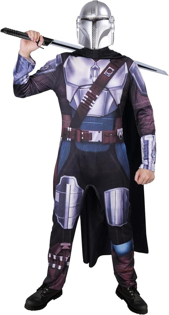 Warrior Battle Costume Adult Deluxe Set for Halloween Up Party and Roleplay Cosplay with Cape and Mask (XX-Large)