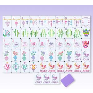 Simgoing American Mahjong Sets 160 Mahjong Tiles Melamine Engraved Mah Jong Ideal for Home & Party Games(Stylish,Purple)