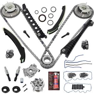 GDO 5.4 Timing Chain Kit with Water Pump, Oil Pump, Cam Phaser Tensioner VVT Valves for 2004-2009 Ford F-150 2005-2010 Lincoln Navigator 5.4L 3V Triton 3R2Z-6A257-DA