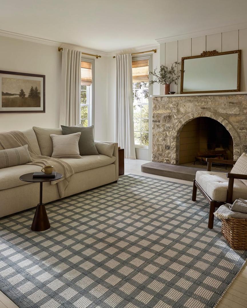 Loloi Magnolia Home by Joanna Gaines Ryder Collection RYD-02 Blue/Ivory 7'-9" x 9'-9" Area Rug