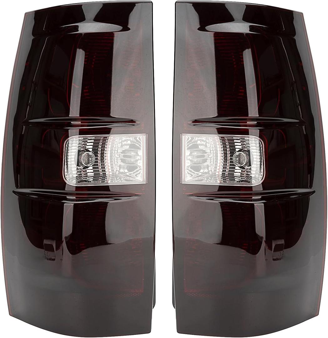 Tail Light Assembly Compatible With 2007-2014 Chevy Tahoe/Suburban Driver and Passenger Side Smoke Red Rear Brake Lamps With Bulb Inside And Wiring Harness Replaces# GM2800196 25862701 22837923