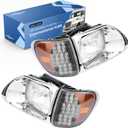 High Soar LED Headlights Assembly for International 5900 9200 9400,Headlamp Front High and Low Beam Turn Signal Projector Replacement Left and Right(A Pair)
