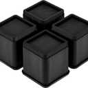 MCXYEM Bed Risers Adjustable Furniture Risers - Heavy Duty 4 or 8 inch or 12inch Non-Slip Lift Supports for Beds/Couches/Sofas, Durable Square Design with Creates Storage Space (Black 4 Pack, 4 Inch)