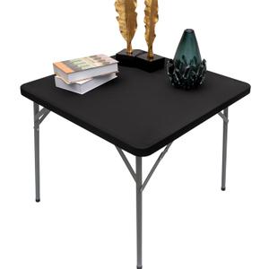 NEWISHER Square Fitted Table Cover Black Cocktail Topper Spandex Stretchable Table Top Tablecloth 38 x 38 Inch