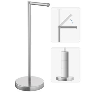 Evolvegoods Brushed Nickel Toilet Paper Holder Stand, Freestanding Toilet Paper Holder for Bathroom,304 Stainless Steel Rustproof Tissue Roll Holder Storage for 4 Rolls(Fits All Rolls)
