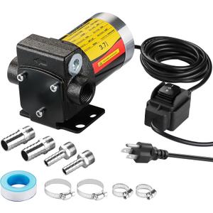 110V AC Self-priming Gasoline Fuel Oil Transfer Pump with Reversible Pumping Switch for Gasoline Diesel Kerosene & More