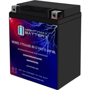 Mighty Max Battery YTX14AHL -12 Volt 12 AH, 210 CCA, Rechargeable Maintenance Free SLA AGM Motorcycle Battery