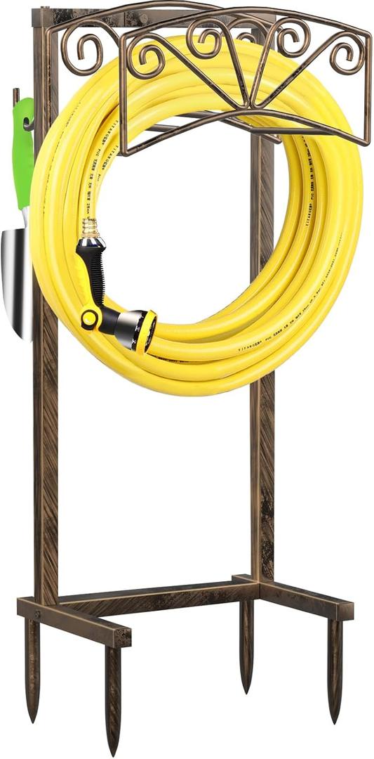TomCare Garden Hose Holder Upgraded Heavy Duty Metal Water Hose Holder Holds 160 FT Hoses Sturdy Hose Reel Freestanding Outdoor Hoses Storage Hanger for Outside Yard Lawn