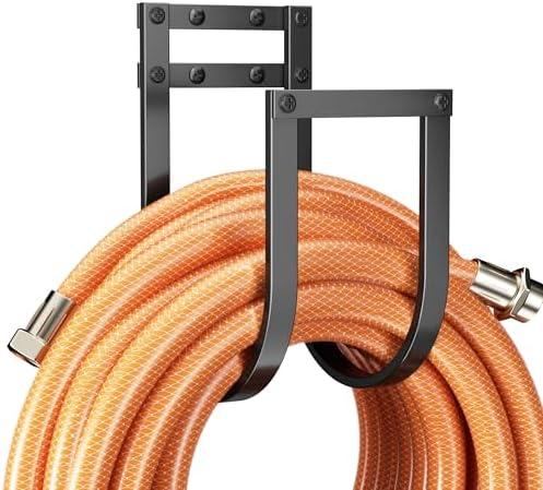 Garden Hose Holder Wall Mount - Metal Water Hose Hanger for Outside, Durable Hose Hook for Garden, Garage, or Yard Storage