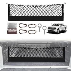 Muslogy Truck Bed Cargo Net Trunk Netting Compatible with Ford F-150 & Lightning 2015-2026 Accessories, Pickup Cargo Organizer SUV Sedan Storage Net w/Heavy Duty Carabiners