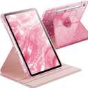 INFILAND Rotating Case for Samsung Galaxy Tab S10 Lite/ S10 FE/ S9 FE 5G 10.9 Inch/Tab S9 11 Inch 360 Cute Glitter Cover with Clear Back, S Pen Holder for Girls, Kids, Woman (Pink)