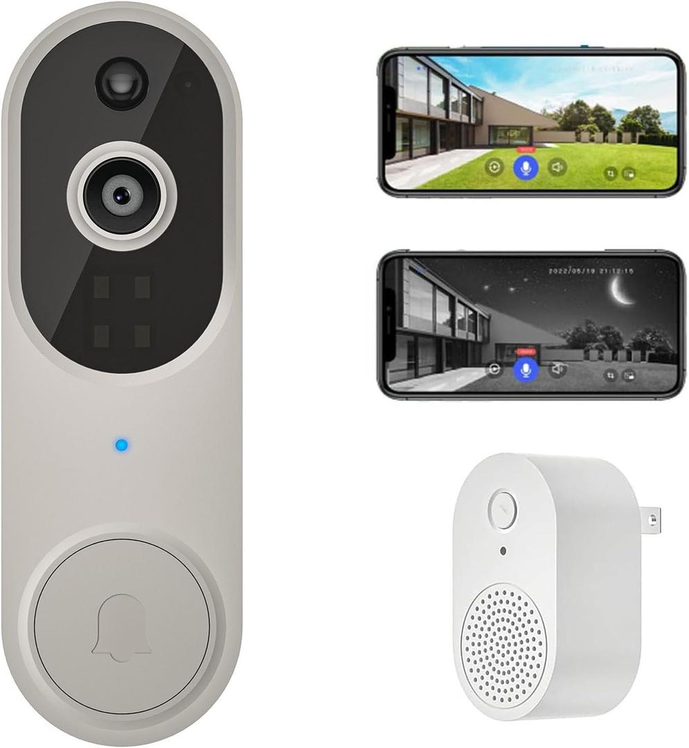 Doorbell Camera, Safe Camera Wireless, Smarter Way to Protect Your Home, Wireless Wi-Fi Video Doorbell, 1080p SmartWireless Video Doorbell Camera Chime (M50 Beige)