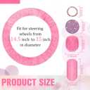 Frienda 10 Pcs Fluffy Car Steering Wheel Covers Handbrake and Gear Shift Cover Seat Belt Shoulder Pads Diamond Mat Ignition Ring Ball Key Chain Armrest Box Mat Car Accessories Set(Pink)