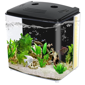 AQUANEAT Fish Tank, 1.2 Gallon Aquarium, Small Betta Fish Tank Starter Kit with LED Light and Water Filter Pump, Rectangular