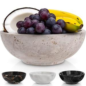 Gusto Nostro 8" Decorative Travertine Bowl for Coffee Table - Elegant Centerpiece, Aesthetic Fruit Bowl for Kitchen Counter - Heavy Stone Entryway Catch all, Jewelry, Potpourri - Travertine Decor