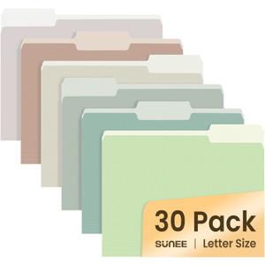 SUNEE File Folders, 30 Pack Manilla Folders 8.5 x 11, Colored File Folders Home Office School Supplies for Documents Files Paper, 6 Morandi Colors