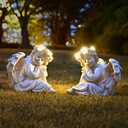 Angel Statue Garden Decor for Outside Solar Yard Art Outdoor Decorations Patio Porch Home Lawn Ornaments Christmas Light up Figurine Backyard Memorial Gift Idea Mom Mother Grandma