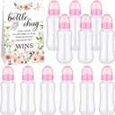 TrelaCo Cool Baby Shower Games Sets 12 Pcs Feeding Bottles with 1 Bottle Chug Sign for Gender Reveal Baby Shower Party Favors Decoration Games(Floral,Pink)