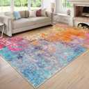 Lahome Modern Abstract Area Rugs 9x12 Living Room Rug Non Slip, Washable Colorful 9x12 Area Rug for Bedroom Girls Nursery, Soft Large Accent Carpet for Dining Room Table Office Home Decor (Galaxy)