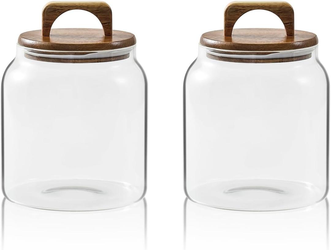 Sweejar Glass Jars for Laundry Room Organization, Half-Gallon Laundry Pods Container, Glass Food Storage Jars with Airtight Lid, 2 Pack, Hand Lid