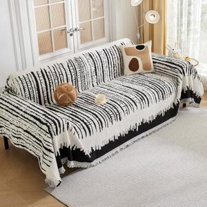 HAOMAIJIA Boho Sofa Covers Couch Covers for 3 Cushion Couch Sofa Pet Friendly Soft Thick Non Slip Couch Cover for Dogs Washable Sectional Couch Covers L Shape Furniture Protecto (XF-Black, 71"x134")