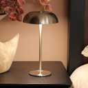 Portable Mushroom Table Lamp with 5200mAh Battery, 11'' Cordless LED Night Light with Stepless Dimming, 3 Color Modes & Adjustable Height for Bedroom/Patio/Bar Decor/Coffee Shop Ambiance (Silver-tall)