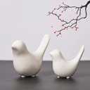 Small Animal Statues, White Bird Figurines Home Decor, Modern Home Decorative, Ceramic Decor for Office Desktop, Bookshelf, Bedroom, Living Room, Cabinets (White 2 Pcs)