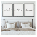 Set of 3 Framed Farmhouse Sweet Dreams Sign 11x14” Above Bed Wall Decor for Bedroom Decor Wall Art Wood Signs (11"x14", Gray)