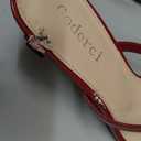 Goderci Kitten Flip Flop Thong Low Heels for Women Square Open Toe Slip On Heeled Sandals (Red,8.5)