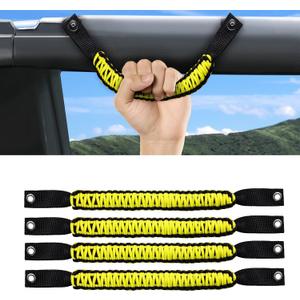 Bronco Grab Handles,4 PCS Grip Handle for Ford Bronco 2021 2022 2023 2024 2/4 Door Accessories, Paracord Grip Handle,800D Nylon Hardware Handles Bronco Accessories (Yellow)
