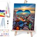 MIRCVSH Love Stone Paint by Numbers for Adults with Framed Canvas-with Wooden Easel,Paint by Number on Canvas,DIY Acrylic Oil Painting Kits with Brushes Nice Gift Box for Home Wall Decor(12x16 Inch)