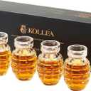 Kollea Grenade Shaped Shot Glass Set, Funny Shot Cups with Heavy Base for Whiskey, Tequila, Vodka, Liquor, 21st Birthday Gifts for Men Dad, Military Men Cave Decor, 3.7 Oz Bartender, 4 Pcs, Christmas (Large)