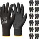 toolant Crinkle Latex Work Gloves Bulk, Rubber Coated Safety Work Gloves for Men and Women, 12 Pairs for Construction, Gardening, Warehouse (Black, Small)