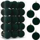 30pcs Velvet Christmas Ornaments Balls, 2.36 Inch Flocked Green Shatterproof Baubles with Hanging Strings, Elegant Velvet Ball Ornaments for Xmas Tree, Holiday Party & Home Dcor (Green)