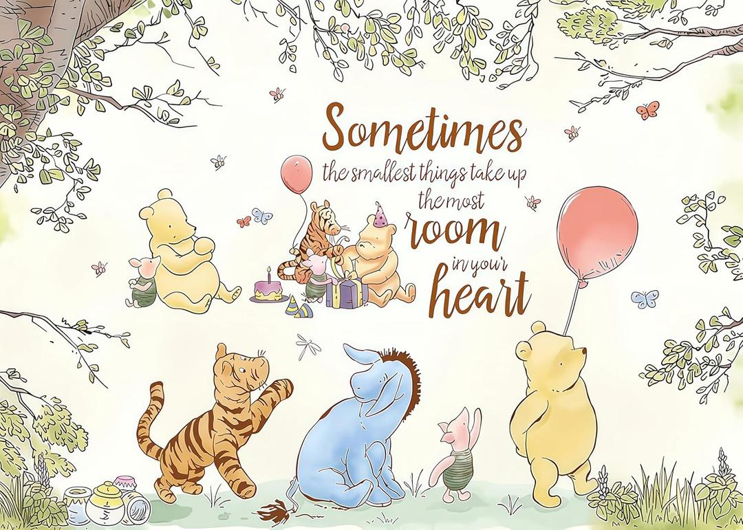 8X6 Classic Winnie Bear Baby Shower Backdrop for Birthday Cake Table Banner Supplies Photo Studio Props Photography Background (H0186)