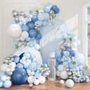 146 PCS Blue Balloon Garland Arch Kit，Different Sizes 18 12 10 5 inch Blue and White Balloon Arch Light blue Balloons for Baby Shower Bridal Shower Wedding Birthday Party Decorations