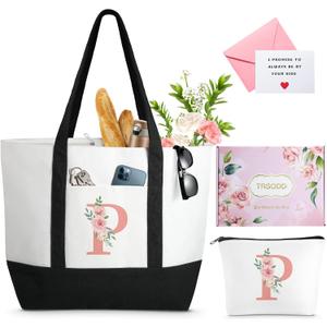 TRSODD Mothers Day Gifts for Mom Large Tote Bag and Makeup Bag Birthday Gifts for Women Wife Grandma Daughter Sister Friends Bridesmaid P