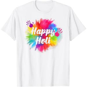 Happy Holi T Shirt for Women Men Kids Color India Hindu Gift T-shirt, Small