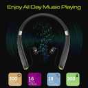 Bluetooth Headset, 2026 Upgraded Neckband Bluetooth Headphones with Retractable Earbuds, Noise Cancelling Stereo Earphones with Mic, Foldable Wireless Headphones for Sports Office with Carry Case