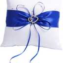 QIRMIZI Ring Pillow,Pearls Ring Cushion, Ring Bearer, Ring Holder for Beach Wedding, Wedding Ceremony, Proposal,Blue, White, R04 (Pack of 1)