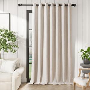jinchan Linen Blackout Curtain 96 Inch Long Durable Patio Door Curtain for Living Room Full Light Blocking Beige Drapes Anti Rust Grommet Extra Wide Sliding Door Curtain Panel, 100W x 96L