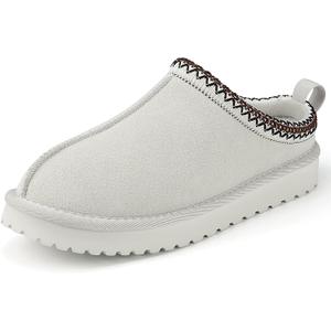 Mishansha Fuzzy Suede Slippers for Women Winter Warm Fur Lined House Shoes Slip-on Cozy Mini Boots for Indoor Outdoor Sand Beige, Size 7.5