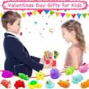 28 Packs Valentine Mochi Squishy Toys with Valentine Cards Animal Squishies for Kids Valentines Day Gift Exchange Classroom Prizes Valentine Party Favors Supplies