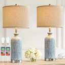 Living Room Lamps Set of 2, 27" Touch Lamps for Nightstand with USB A+C Ports, Modern Farmhouse Table Lamps for Bedroom, 2 Bulbs Included
