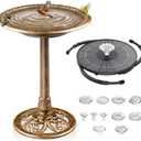 AISITIN 28 Inch Bird Bath with 3.5W Solar Fountain for Outside, Antique Copper Polyresin Pedestal Bird Baths for Outdoor Garden Courtyard Decor, Weather-Resistant Birdbaths with 20" Bowl & 8 Nozzles