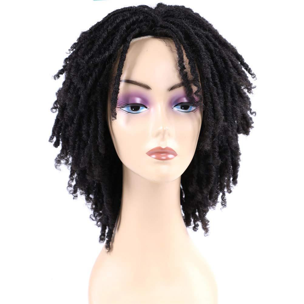 Synthetic Dreadlocks Wig, 6 Inch Dreadlock Wig Short Wigs for Black Women, Short Curly Crochet Wigs with Adjustable Strap and Breathable Mesh (Black)