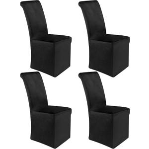 Moukeren Set of 4 Velvet Stretch Chair Covers Stretch Slipcovers Fur Chairs Cover Soft Removable Long Solid Slipcover for Wedding Dining Room(Black)